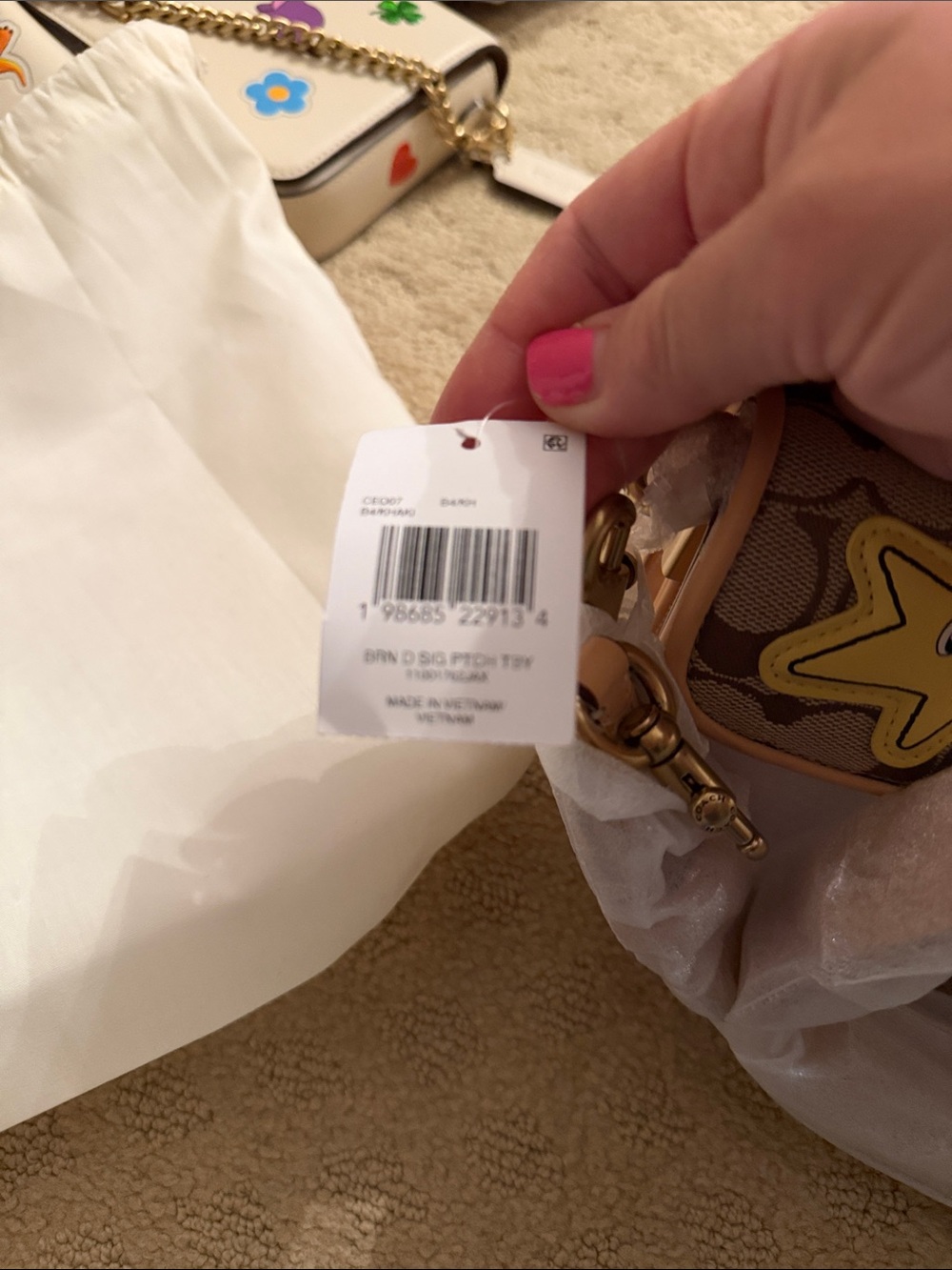 Coach Cream & Tan Signature Canvas Flap Bag with Playful Patches - Picture 7 of 7